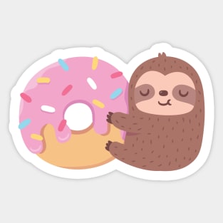 Cute Sloth Hugging Donut Sticker